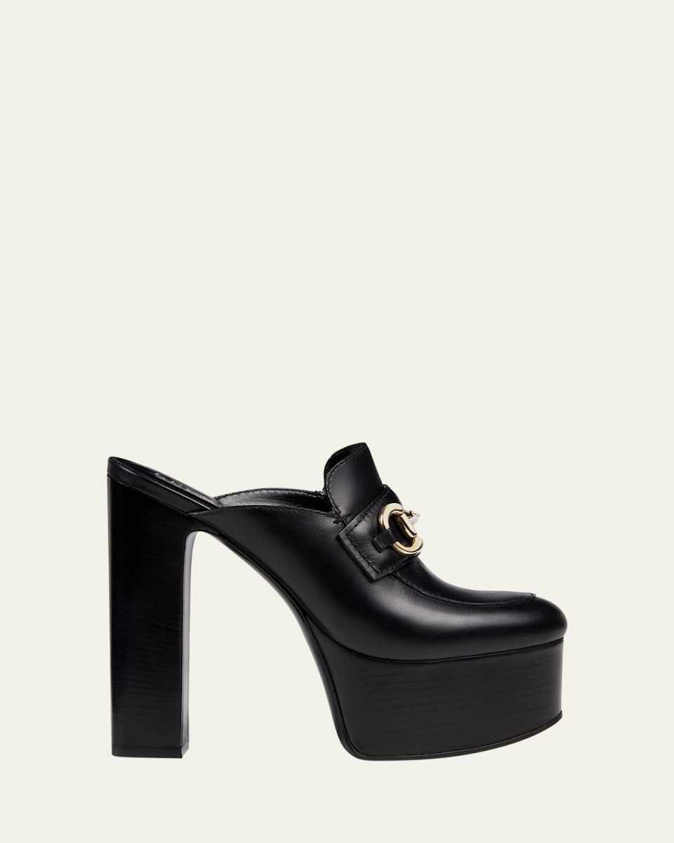 Leather Horsebit 1955 Platform Mules